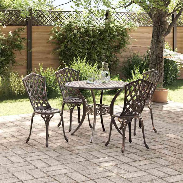 vidaXL Conjunto de Jantar para Jardim 5 pcs Bronze 90 x 90 x 75 cm