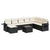 vidaXL 9 pcs conjunto de sof&aacute;s p/ jardim c/ almofad&otilde;es vime PE preto