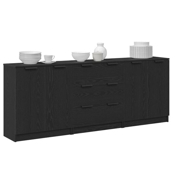 vidaXL Buffet 3 pcs Carvalho Preto 180 x 30 x 70 cm Madeira processada
