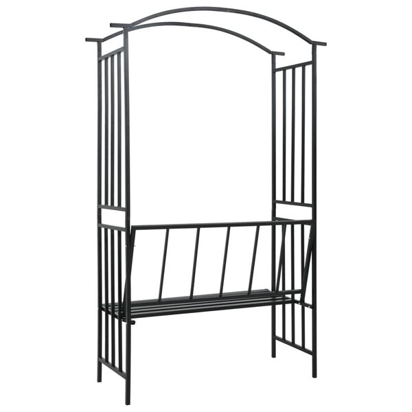 vidaXL Arco de jardim com banco 128x50x207 cm ferro preto