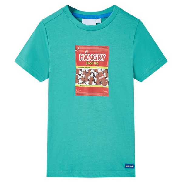 T-shirt infantil com mangas curtas menta-escuro 128