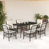 vidaXL 7 pcs conjunto de jantar p/ jardim c/ almofad&otilde;es vime PE preto