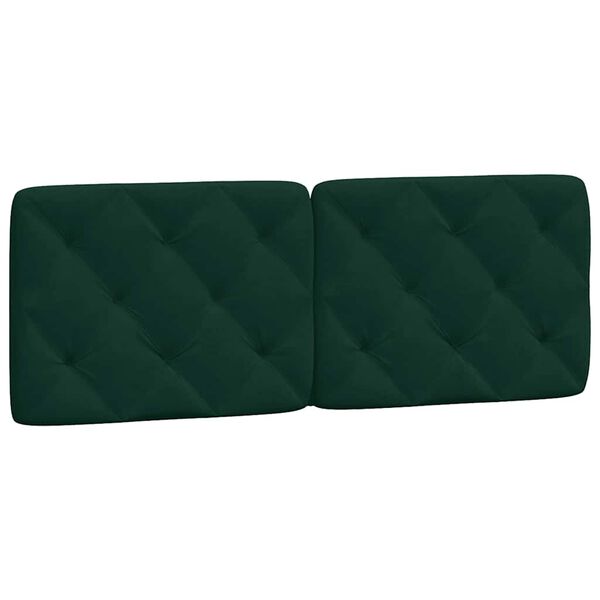 vidaXL Almofad&atilde;o de cabeceira 140 cm veludo verde-escuro