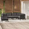 vidaXL 6 pcs conjunto lounge de jardim c/ almofad&otilde;es pinho preto