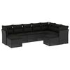 vidaXL 9 pcs conjunto de sof&aacute;s p/ jardim c/ almofad&otilde;es vime PE preto
