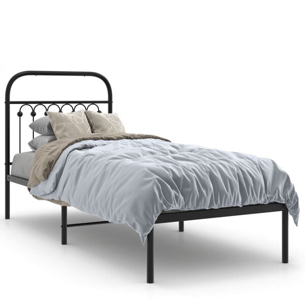 vidaXL Estrutura de cama com cabeceira 80x200 cm metal preto
