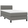 vidaXL Cama box spring c/ colch&atilde;o e LED 90x200 cm tecido cinza-escuro