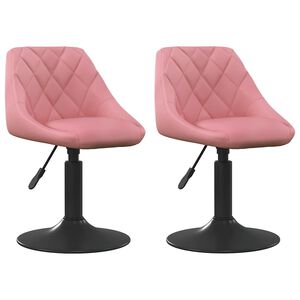 vidaXL Cadeiras de jantar giratórias 2 pcs veludo rosa