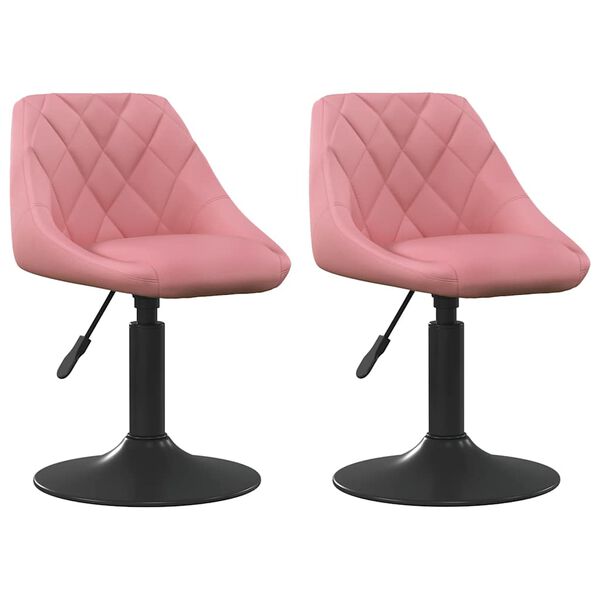 vidaXL Cadeiras de jantar girat&oacute;rias 2 pcs veludo rosa