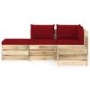 vidaXL 4 pcs conj. lounge jardim c/ almofad&otilde;es madeira impreg. verde