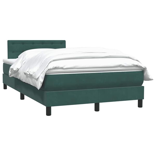 vidaXL Cama com molas/colch&atilde;o 120x220 cm veludo verde-escuro