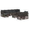 vidaXL Conjunto de Sof&aacute; de Jardim 10 unid. Cinzento vime PE