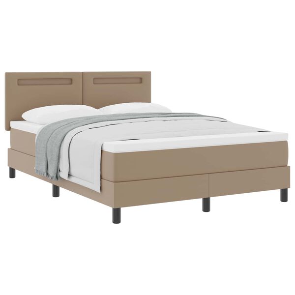 vidaXL Cama Box com colch&atilde;o Cappuccino 140 x 200 cm Couro sint&eacute;tico