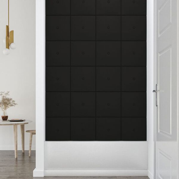 vidaXL Painel de parede 12 pcs 30x30 cm tecido 1,08 m&sup2; preto