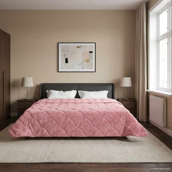 vidaXL Edredom de Inverno Colchonete Rosa 220 x 240 cm