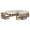 vidaXL Conjunto de Sof&aacute; de Jardim 11 pcs Bege e Branco Creme vime PE
