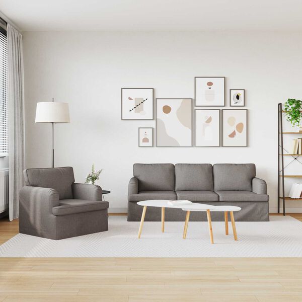 vidaXL Sof&aacute; 2 pcs Cinzento-acastanhado