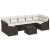 vidaXL Conjunto de Sof&aacute;s 8 unid. Marrom e Creme vime PE