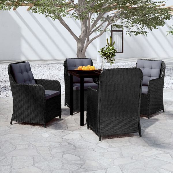 vidaXL 5 pcs Conjunto de jantar para jardim preto