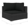 vidaXL 4 pcs conjunto lounge de jardim c/ almofad&otilde;es vime PE preto