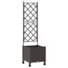 vidaXL Vaso de Jardim com Treli&ccedil;a e Rodas Castanho 40 x 40 x 149 cm PP