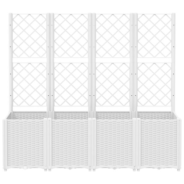 vidaXL Vaso/floreira de jardim c/ treli&ccedil;a 160x40x140 cm PP branco