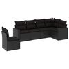 vidaXL 6 pcs conjunto sof&aacute;s de jardim c/ almofad&otilde;es vime PE preto
