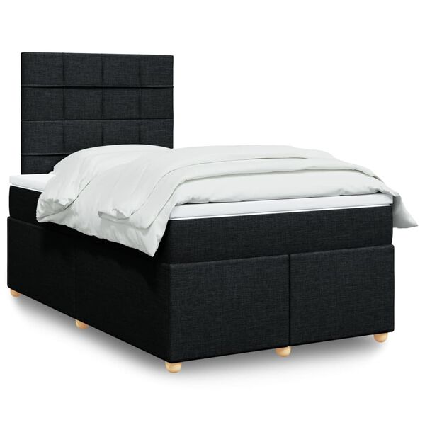 vidaXL Cama boxspring com colch&atilde;o 120x190 cm tecido preto