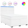 vidaXL Cama com molas/colch&atilde;o 140x200 cm couro artificial branco