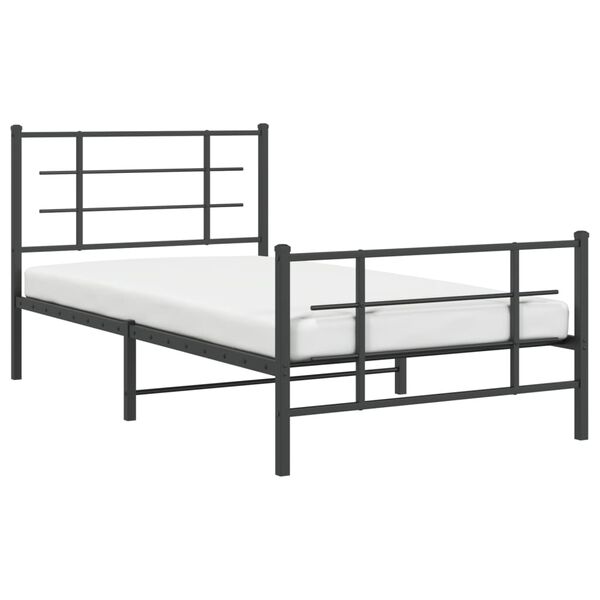 vidaXL Estrutura de cama com cabeceira e p&eacute;s 100x190 cm metal preto