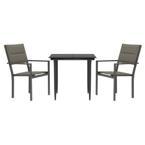 vidaXL 3 pcs conjunto de jantar para jardim a&ccedil;o e textilene preto