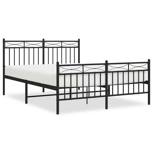 vidaXL Estrutura de cama com cabeceira e pés 135x190 cm metal preto