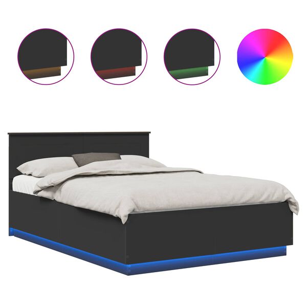 vidaXL Estrutura da Cama Preto 150 x 200 cm Madeira processada