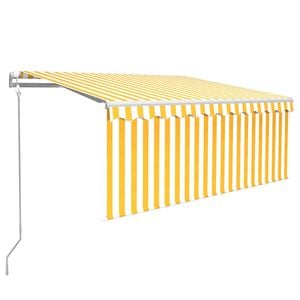 vidaXL Toldo autom. c/ estore/LED/sensor vento 3x2,5m amarelo/branco