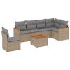 vidaXL 7 pcs conj. sof&aacute;s jardim c/ almofad&otilde;es vime PE bege misturado