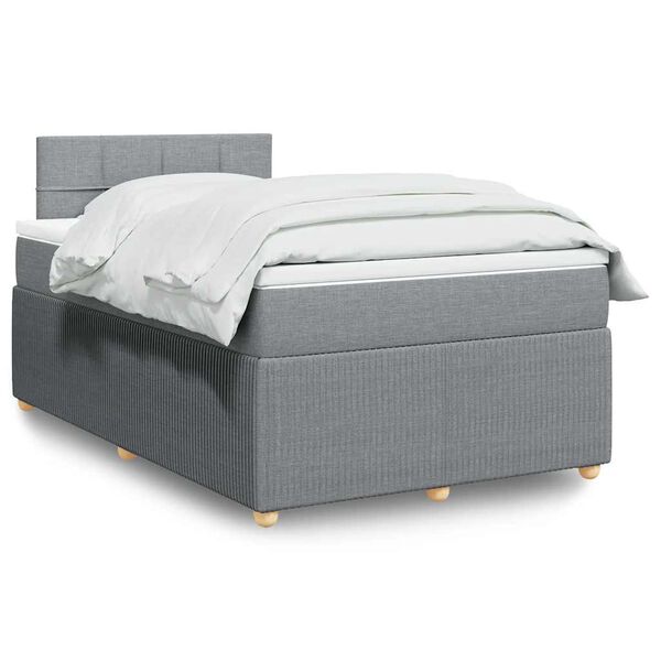 vidaXL Cama boxspring com colch&atilde;o 120x190 cm tecido cinzento-claro