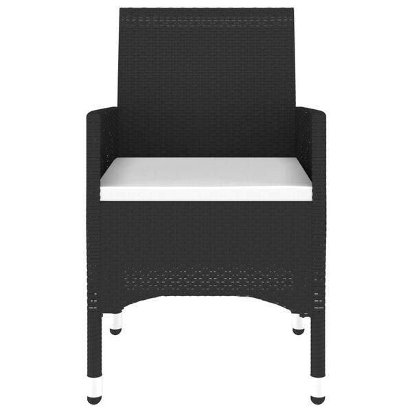 vidaXL 7 pcs conjunto jantar p/ jardim vime PE e vidro temperado preto