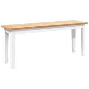 vidaXL Banco 110 cm madeira seringueira maci&ccedil;a branco