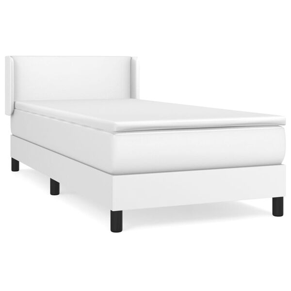 vidaXL Cama com molas/colchão 100x200 cm couro artificial branco