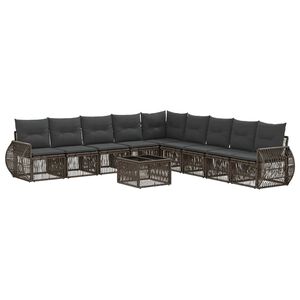 vidaXL Conjunto de Sof&aacute; de Jardim 10 unid. Cinza e Cinza Escuro