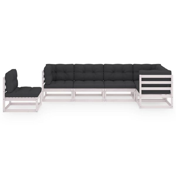 vidaXL 6 pcs conjunto lounge de jardim com almofad&otilde;es pinho maci&ccedil;o