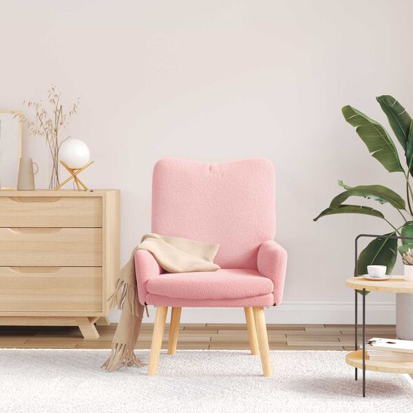 vidaXL poltrona Rosa 63 x 67 x 94 cm Tecido de Ovelha e Compensado