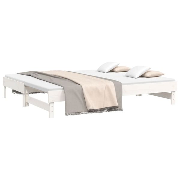 vidaXL Sof&aacute;-cama de puxar 2x(100x200) cm madeira pinho maci&ccedil;a branco