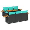 vidaXL 7 pcs conjunto de sof&aacute;s p/ jardim c/ almofad&otilde;es vime PE preto