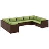 vidaXL 9 pcs conjunto lounge de jardim c/ almofad&otilde;es vime PE castanho