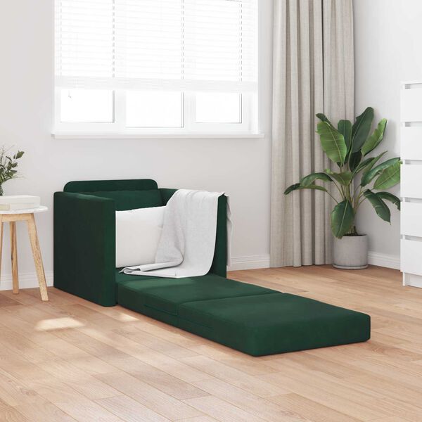 vidaXL Sof&aacute;-Cama 60cm Verde Escuro Veludo