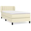 vidaXL Cama com molas/colch&atilde;o 90x190 cm couro artificial cor creme