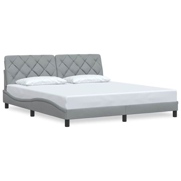 vidaXL Estrutura de cama sem colch&atilde;o 180x200 cm tecido cinzento-claro