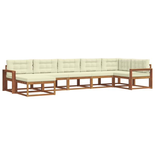 vidaXL Conjunto de Sof&aacute;s para Exterior 7 pcs Natural e Creme