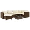 vidaXL 7 pcs conjunto lounge de jardim c/ almofad&otilde;es vime PE castanho